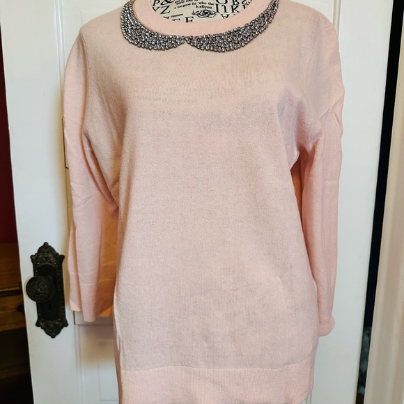 🩷NWOT Kate Spade Baby Pink Cashmere Blend 3/4 Sleeve Sweater, size XL - Picture 2 of 7